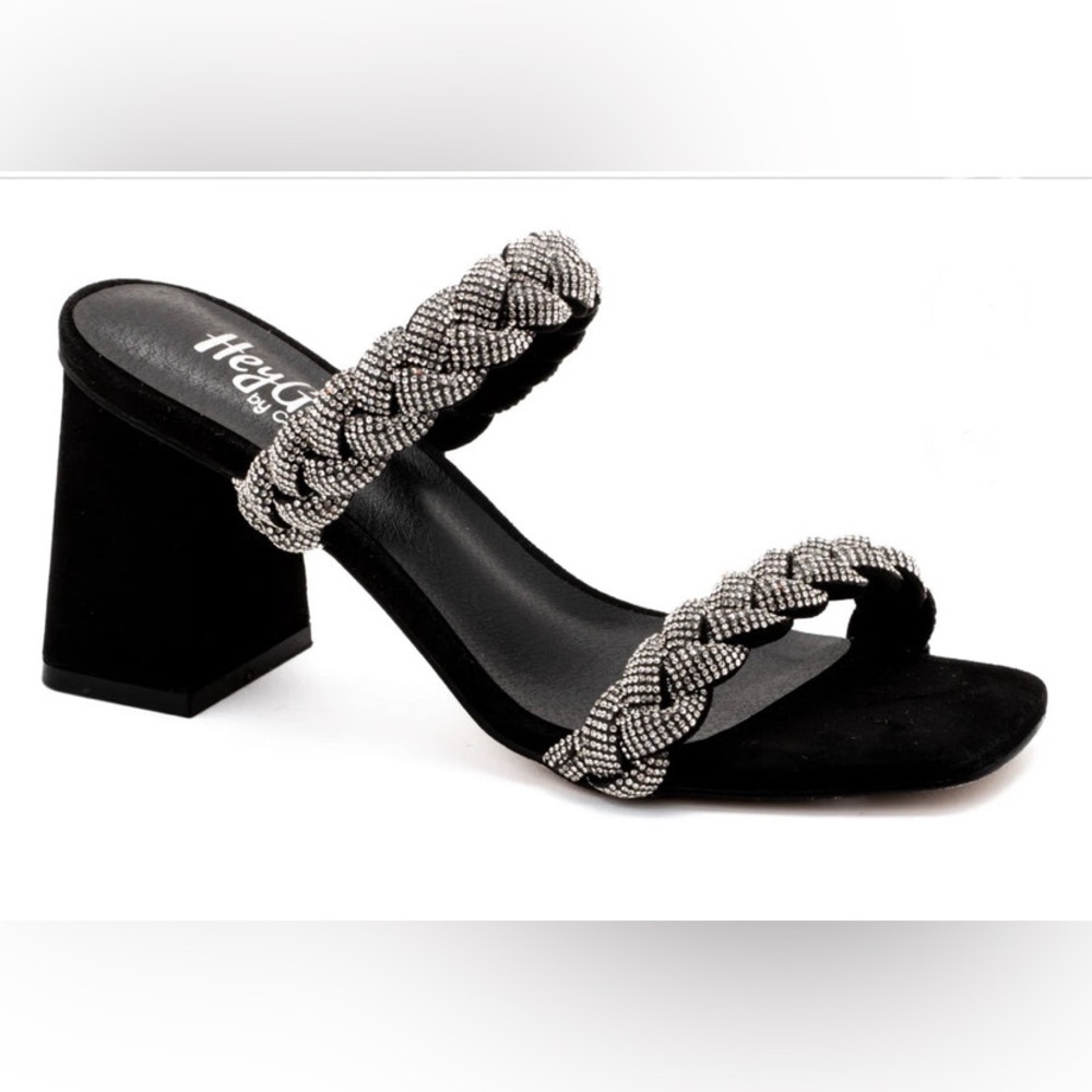 Black Braided Strap Women's Sandals - Picture 1 of 2